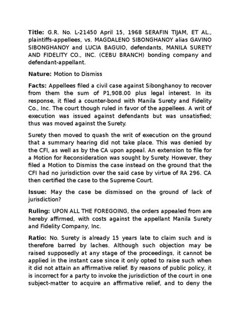 Tijam v. Sibonghanoy G.R. No. L.